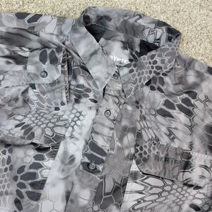 Kryptek Mens 2XL Black Gray AOP Floral Button Down Long Sleeve Workshirt